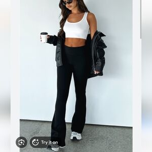 White Fox Bold Move Flare Black Leggings